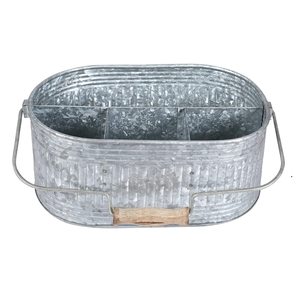 Galvanized Metal Caddy with 4 Compartments Kitchen Utensil Holder - Product Image 2