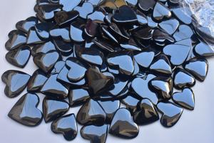 Cabochon de cœur en Onyx noir, pierre précieuse ample en forme de cœur, cristal - Product Image 3