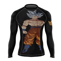SAQIB&CO Rashguard Unisexe Bleu à Manches Courtes Imprimé par Sublimation Goku Séchage Rapide UPF50+ Anti-Bactérien Respirant Écologique