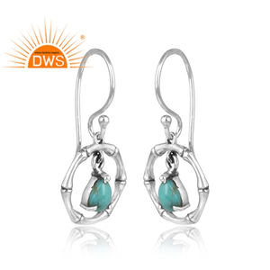 Arizona Turquoise Gemstone Fait à la main Oxydé Argent Goutte Boucle D'oreille Bijoux Pour Femmes Cadeau Pour Sa Collection Dainty - Product Image 2