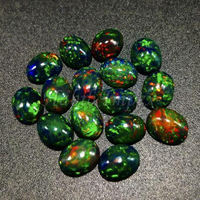 Opale noire éthiopienne artisanale, cabochon, pierre précieuse naturelle arc-en-ciel, forme ovale à dos plat, 6x8mm, qualité AAA+, certifiée par un tiers