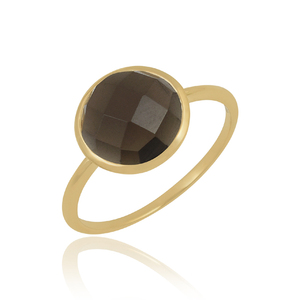 Bague en pierre précieuse de quartz fumé naturel en argent sterling 925 plaqué or de qualité supérieure quantité en vrac disponible - Product Image 1