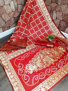 La última blusa de Sari de tejido de seda Banarasi suave de estilo sur de diseñador indio para damas | Venta al por mayor de Sari de seda tradicional - Product Image 2