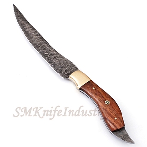 Custom Hand Forged Damascus Fillet knife With leather Sheath cover (smk1641) - Product Image 3