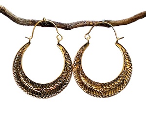Pendientes de aro de latón de prueba de Color dorado para mujer, aretes de aro de Jaipur, aretes de mujer - Product Image 1