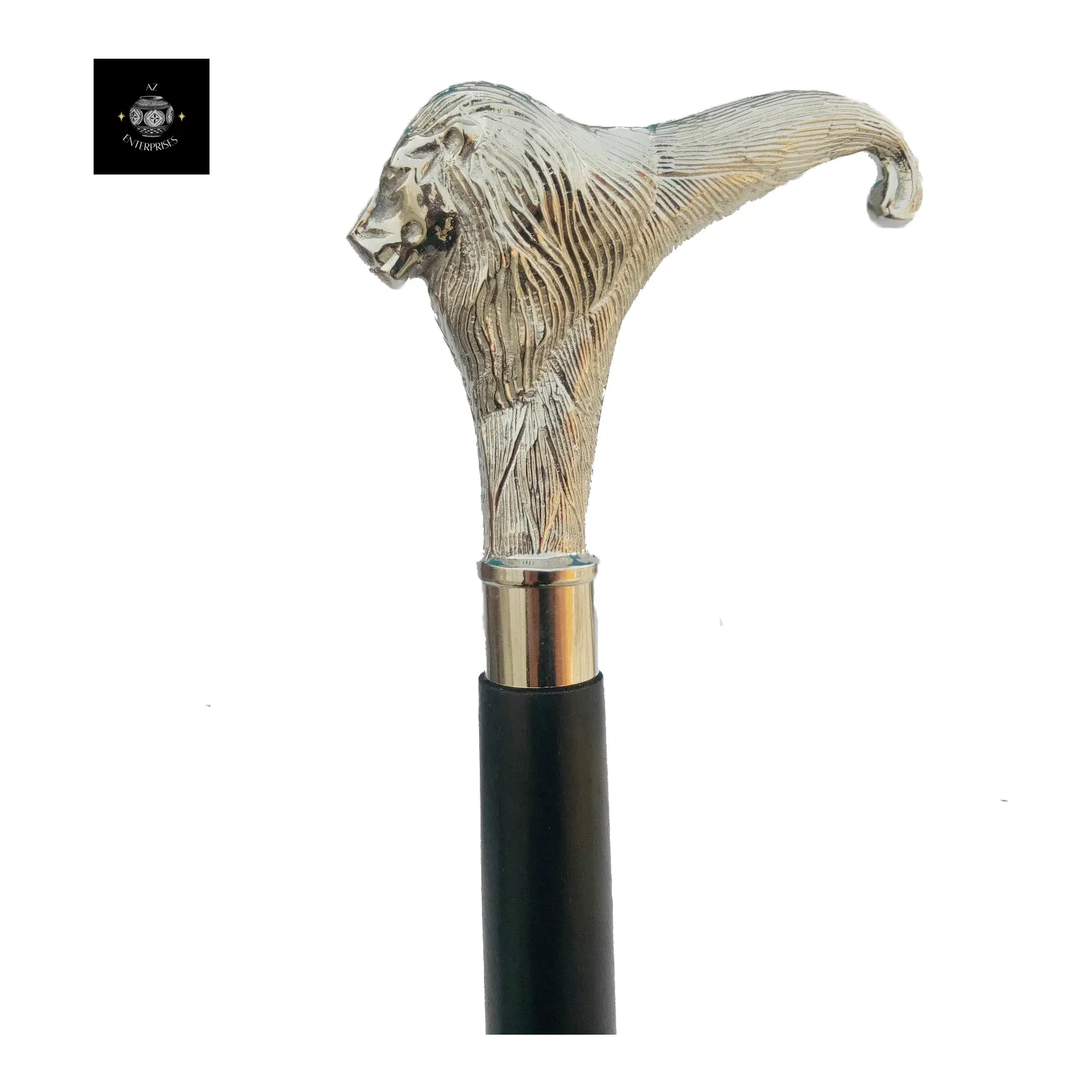 Designer Brass Lion Head Handle Walking Stick Antique Style Walking Cane Stick
