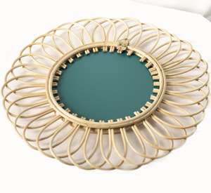 Nórdico Simple creativo Art Deco hogar espejo bambú ratán hecho a mano decoración de pared para cumpleaños fabricantes aniversario - Product Image 4