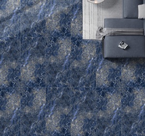 Cafe Look Diseño de mármol azul Porcelana esmaltada Acabado brillante Azulejo de porcelana para Villa Azulejos de porcelana Durable resistente al ácido - Product Image 3