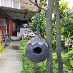 Handmade felt hanging bird nest house Nepal | 100% New Zealand wool Nepali artisan ecofriendly product