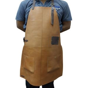 Nouveau tablier de barre en cuir de soudeur de bavoir sans manches de protection de travailleur confortable et pratique fabriqué à partir de polyester durable - Product Image 1