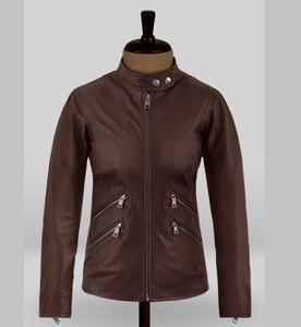 New Design Winter 2020 - 2021 <b>Scrubbed</b> Sheep Leather Unisex Moto Biker Brown Colour Jacket - Product Image 1