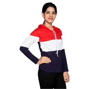 Amna Industries Custom Logo Printed <b>Women's</b> <b>Fleece</b>/Polyester Casual Hoody Color Blocking <b>Pattern</b> Full Sleeves Digital Printing - Product Image 3