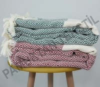 Couverture en coton 100% doux de type Peshtemal turc pour la plage, le canapé, l'hôtel - Utilisation en extérieur, pique-nique et couverture pour la maison
