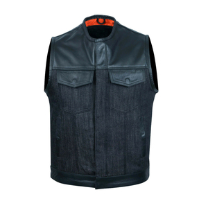 Chaleco vaquero acolchado con cuello levantado para hombre, ropa de algodón ajustada y económica con diseño personalizado para exteriores - Product Image 1