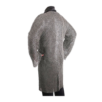 Cotte de mailles ronde à anneau solide riveté Hauberk Manches complètes Finition zink-Armure de mailles en acier doux La plus grande société de fabrication