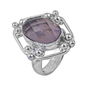 Bague en Quartz Rose Rose Solide pour femme faite à la main en argent 925 bijoux de mode Cabochon ovale pierre précieuse de haute qualité empilable ODM - Product Image 1