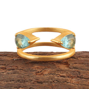 Meilleure vente ensemble de broches à facettes bague en Quartz bleu suisse plaqué or terne mode populaire à la main 7 bague américaine élégante femmes anneaux - Product Image 4