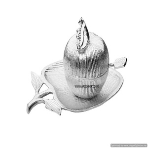 Bol et plateau de service de luxe en forme de fruit doré, article de décoration, vaisselle artisanale, bol de service pour aliments et collations, plaqué brillant - Product Image 2