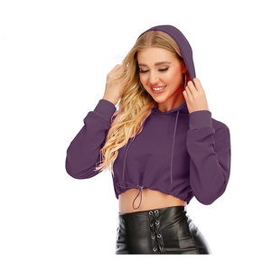 Hot Sale Women's Crop <b>Top</b> Hoodie Casual Oversized Pullover Print 100% Polyester Winter Customizable - Product Image 4