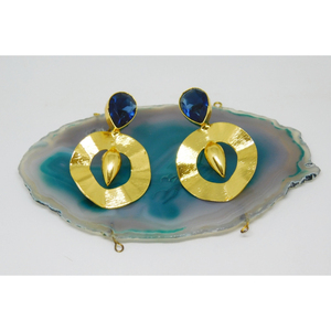 Boucles d'oreilles en laiton pour filles et femmes, créoles en pierre légères faites à la main - Product Image 5