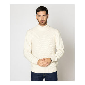 Áo len nam cao cổ dệt kim chất liệu len cashmere 100% cao cấp màu trắng, tay dài, thích hợp cho mùa đông - Product Image 1