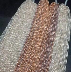 100% Original <b>Light</b> Small Seed Rice Shape Pearl White Pearl Cultured Freshwater Baroque Pearl 3mm Loose Beads Strands for Bulk - Product Image 2