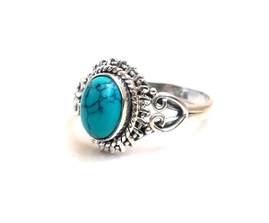 Bague en argent fait à la main en argent sterling 925, bague en pierre de turquoise pour femmes - Product Image 3