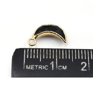 Black <b>Onyx</b> Pendant Faceted Brass 11 to 13 MM Moon Shape with Bail 14K & 18K Gold Plated For Jewellery Making - Product Image 2