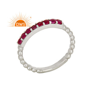 แหวนพลอยทับทิมธรรมชาติสีเงินสเตอร์ลิง925เป็นของขวัญสำหรับผู้หญิง - Product Image 1