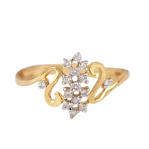 Anello di moda a grappolo con pavé di diamanti naturali gioielli in oro giallo 14 carati puro per donne e ragazze fornitore dall'india
