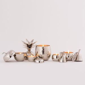 Wholesale Nordic Popular <b>Pineapple</b> and Pear Shaped Silver Nickle Home Decor Luxury Unique Metal Candle Vessel - Product Image 2