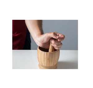 Juego de mortero y Mazo de madera para el hogar, utensilios de cocina Para productos hechos a mano y pulidos, precio bajo - Product Image 5