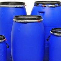Baril en plastique de haute qualité, fût de 200 litres en HDPE, ouverture supérieure, bleu