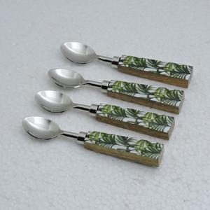 Mango impreso esmaltado y cuchara de té de acero inoxidable, Juego de 4 piezas para juego de cubiertos al por mayor, juegos de vajilla, gran oferta - Product Image 2
