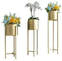 Home Decoration Farmhouse Golden Plant Metal Indoor With Pots Planter Stands Holder Flower Pot Stand For Garden Outdoor Display