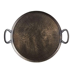 Plateau de service marron martelé en métal galvanisé au design élégant, parfait pour servir des plats alimentaires et des ustensiles de cuisine - Product Image 1