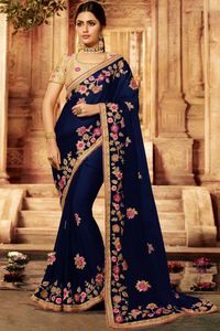 Les plus belles tenues de fête Saree en filet à broderie lourde avec chemisier Les femmes indiennes portent des vêtements à bas prix Vente en gros Surat Ethnic - Product Image 3