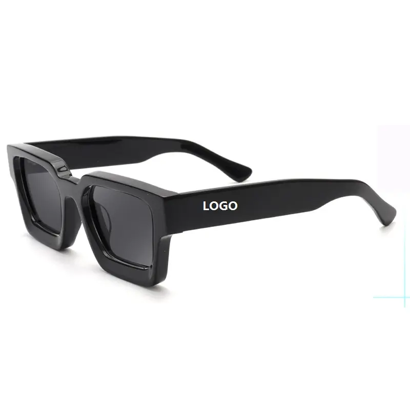 Custom Oversized Square Unisex Sunglasses Polarized lens Luxury optical frame Design Retro Acetate Sunglasses 2024 high quality