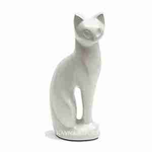 Fancy Beautiful White Enamel <b>Cat</b> Sculpture <b>Urn</b> for Cremation 200 Cubic Inch Capacity Customizable Design Pet <b>Urns</b> Decoration - Product Image 1