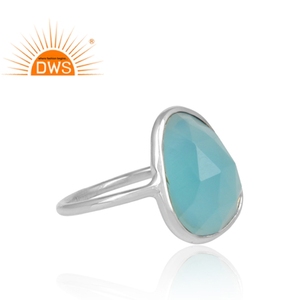 Talpe Shape Aqua Chalcedony Gemstone <b>Ring</b> Jewelry Manufacturer Solid 925 Sterling Silver <b>Statement</b> <b>Ring</b> Wholesaler - Product Image 3