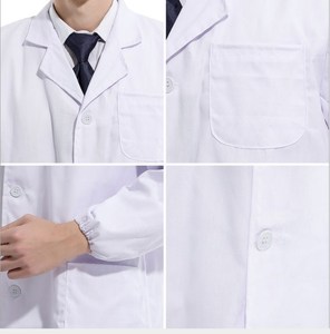 Bata de laboratorio de manga corta con logotipo personalizado, uniformes médicos y enfermeras de alta calidad, color blanco, gran oferta - Product Image 3