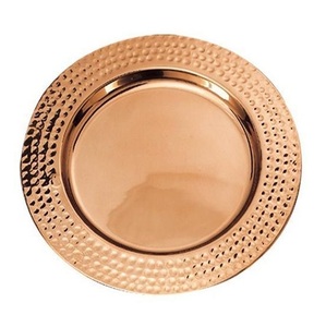 Top Quality <b>Glass</b> Beaded metal charger plates wedding decoration new design antique finished round metal charger plate - Product Image 3