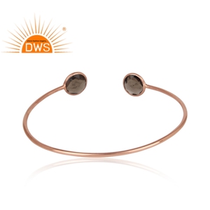 Designer <b>Rose</b> <b>Gold</b> Plated Silver 925 Girls Cuff <b>Bangle</b> Jewelry Smoky Quartz Gemstone <b>Bangle</b> Wholesale Classic Collectionc - Product Image 3
