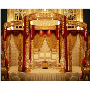 Classic <b>Gold</b> Portable Wedding Mandap with Fiberglass Material Customized Size & Luxury Design for Trending Wedding Decoration - Product Image 1
