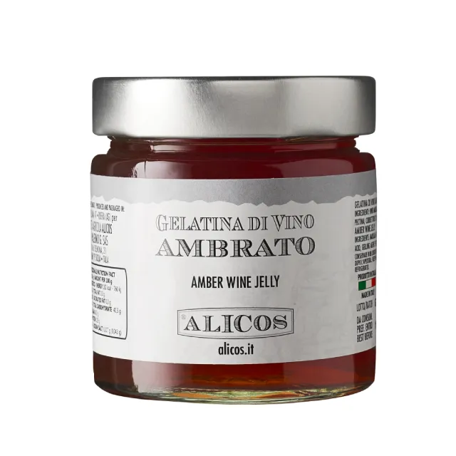 Jarra de vidrio Marmolada lista para comer, alta calidad, hecho en Italia, 220g, Marsala fina, d.o.c. Gelatina de vino a la venta