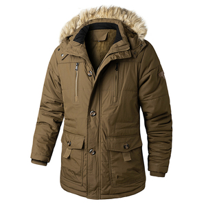 Parkas d'hiver chauds et épais pour hommes, veste décontractée à capuche, imperméable, avec col en fourrure, doublure polaire, longue, à la mode - Product Image 3