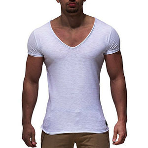 Camisetas deportivas de manga corta para hombre, blusa informal en blanco con servicio de impresión personalizado - Product Image 4