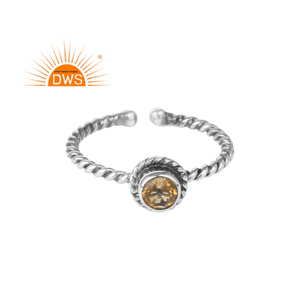 Round Citrine Gemstone Ring Handmade 925 Sterling Silver Women's Ring Antique Rings Jewelry Supplier - Product Image 1