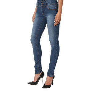 Aprobado por La CE, diseño acanalado negro, pantalones vaqueros Moto para damas, certificado EN17092, aramida, protección principal, lavado oscuro, estilo de pantalones lápiz - Product Image 5