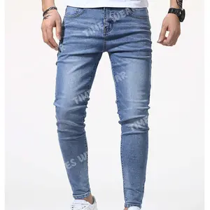 Customized Jeans Denim Stretchy Pants High Quality Stretchy Jeans Men Cat Whisker Washed Casual Design Jeans Pant